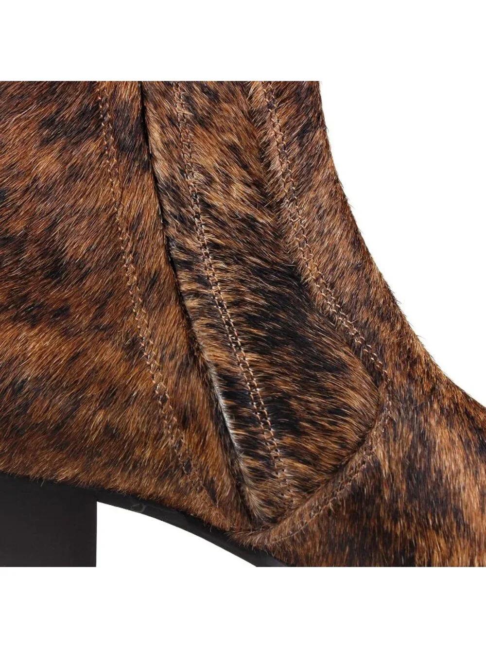 🆕Men Brown Chelsea Ankle Boots Leather Pony Hair Chukka Boot with Side Zipper